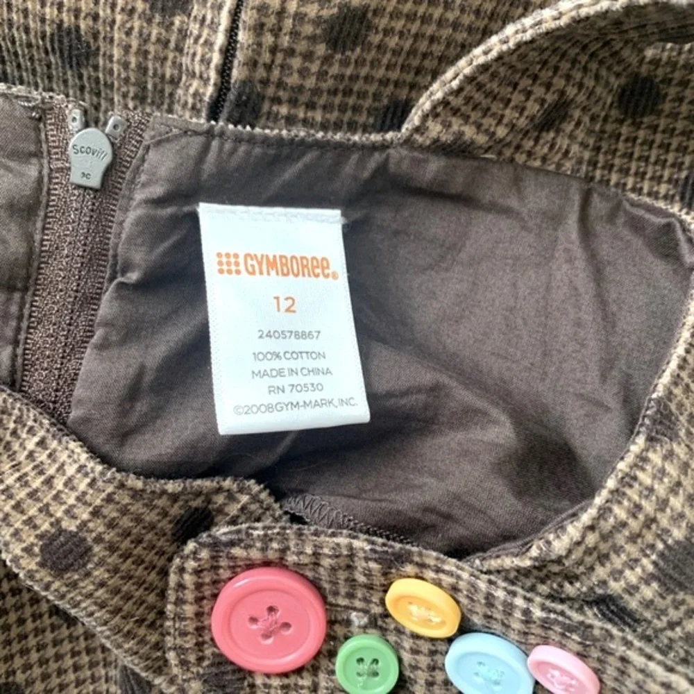 Gymboree Brown And Tan  Polka Dot Corduroy Jumper Size 12